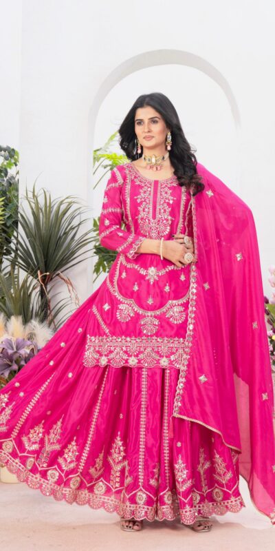 Rani Pink Chinon Silk Embroider Lace Work Salwar Suit | Jump Suits, Salwar suit, Casual Suits, Creative suits, Designer Suits, Palazzo Suits, Party Wear Suits, Patiala Suits, Straight Suits