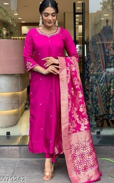 Rani Pink Roman Silk Coding Work Salwar Suit | Jump Suits, Salwar suit, Casual Suits, Creative suits, Designer Suits, Palazzo Suits, Party Wear Suits, Patiala Suits, Straight Suits