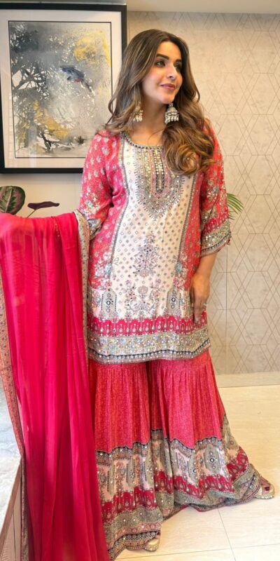 Red Chinon Printed Salwar Suit | Jump Suits, Salwar suit, Casual Suits, Creative suits, Designer Suits, Palazzo Suits, Party Wear Suits, Patiala Suits, Straight Suits