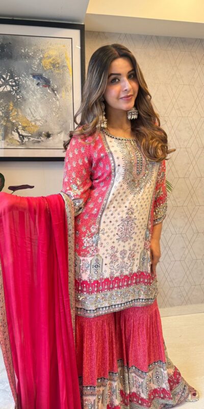 Red Chinon Printed Salwar Suit | Jump Suits, Salwar suit, Casual Suits, Creative suits, Designer Suits, Palazzo Suits, Party Wear Suits, Patiala Suits, Straight Suits