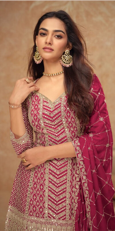 Red Chinon Sequence Work Salwar Suit | Jump Suits, Salwar suit, Casual Suits, Creative suits, Designer Suits, Palazzo Suits, Party Wear Suits, Patiala Suits, Straight Suits