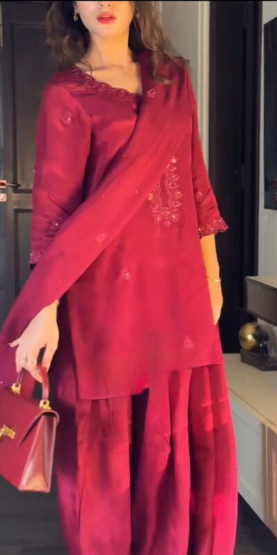 Red Chinon Silk Sequence Work Salwar Suit | Jump Suits, Tops & Bottoms, Track Suits, Salwar suit, Casual Suits, Creative suits, Designer Suits, Palazzo Suits, Party Wear Suits, Patiala Suits, Straight Suits, Trendy Wear