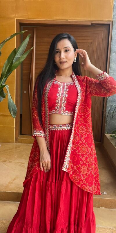 Red Chinon Thread Embroidery Work Lehenga Choli | Lehenga, Bollywood Lehenga, Creative Lehenga, Designer Lehenga, Embroidered Lehenga, Party Wear Lehenga