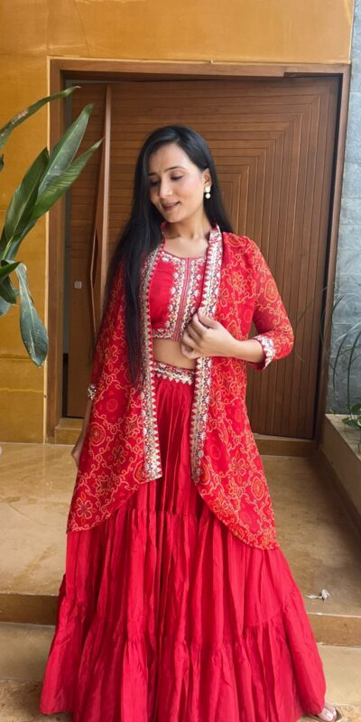 Red Chinon Thread Embroidery Work Lehenga Choli | Lehenga, Bollywood Lehenga, Creative Lehenga, Designer Lehenga, Embroidered Lehenga, Party Wear Lehenga