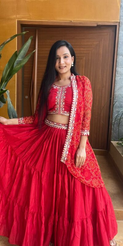 Red Chinon Thread Embroidery Work Lehenga Choli | Lehenga, Bollywood Lehenga, Creative Lehenga, Designer Lehenga, Embroidered Lehenga, Party Wear Lehenga