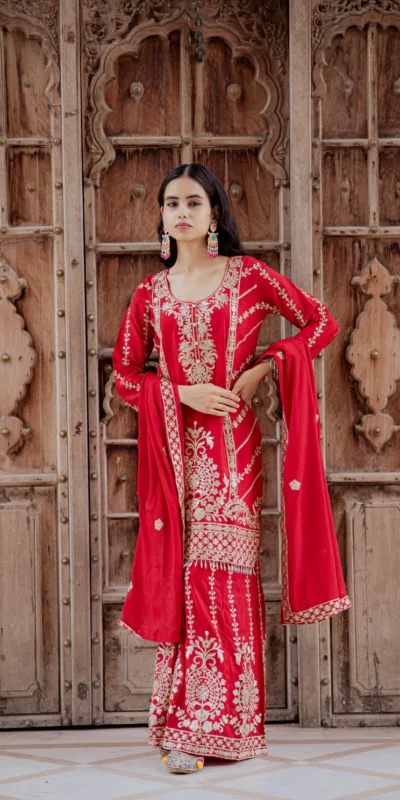 Red Chinon With Sequence Work Salwar Suit | Jump Suits, Salwar suit, Casual Suits, Creative suits, Designer Suits, Palazzo Suits, Party Wear Suits, Patiala Suits, Straight Suits