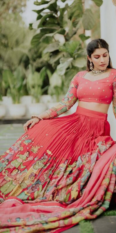 Red Cotton Kalamkari Print Lehenga Choli | Lehenga, Bollywood Lehenga, Creative Lehenga, Designer Lehenga, Embroidered Lehenga, Party Wear Lehenga