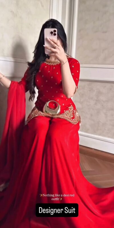 Red Faux Georgette Embroider Work Salwar Suit | Jump Suits, Salwar suit, Casual Suits, Creative suits, Designer Suits, Palazzo Suits, Party Wear Suits, Patiala Suits, Straight Suits
