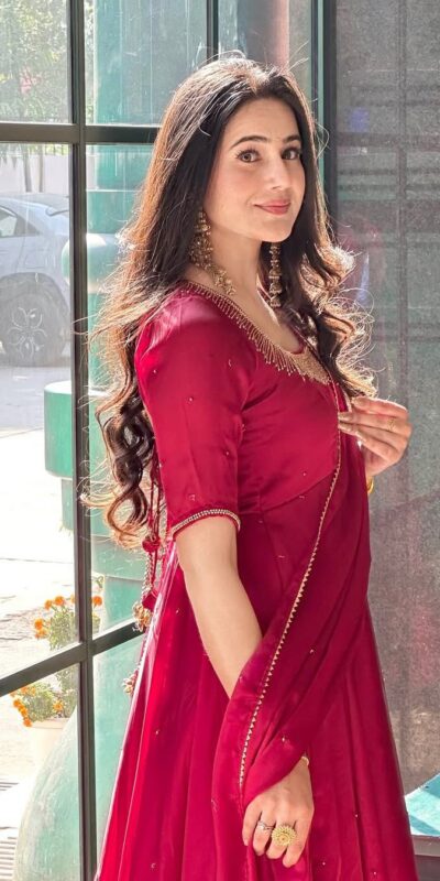 Red Fendy Silk Lace Border Work Gown | Gowns, Bollywood Gowns, Creative Gowns, Designer Gowns, Embroidered Gowns, Party Wear Gowns