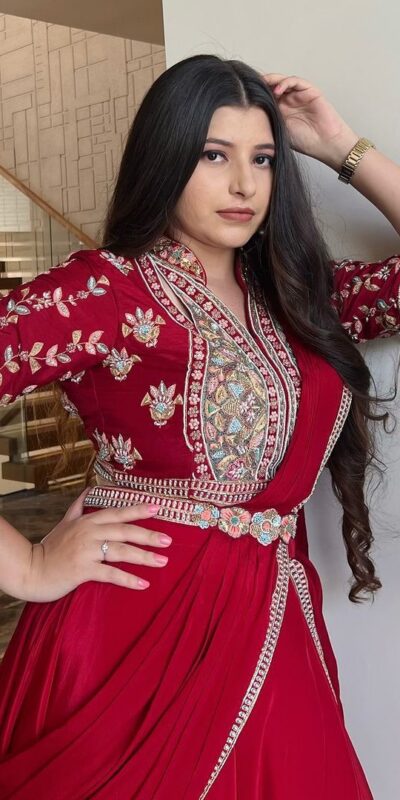 Red Fiona Silk With Embroidery Lehenga Saree | Lehenga, Bollywood Lehenga, Creative Lehenga, Designer Lehenga, Embroidered Lehenga, Party Wear Lehenga