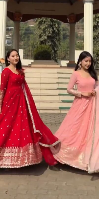 Red Fox Georgette Embroidery Work Anarkali Gown | Gowns, Bollywood Gowns, Creative Gowns, Designer Gowns, Embroidered Gowns, Party Wear Gowns, Straight Suits