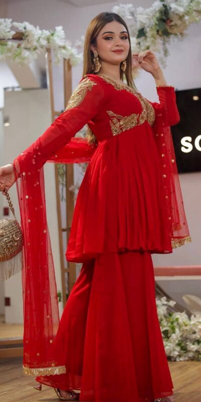 Red Fox Georgette With Sequins Work Salwar Suit | Jump Suits, Tops & Bottoms, Track Suits, Salwar suit, Casual Suits, Creative suits, Designer Suits, Palazzo Suits, Party Wear Suits, Patiala Suits, Straight Suits, Trendy Wear