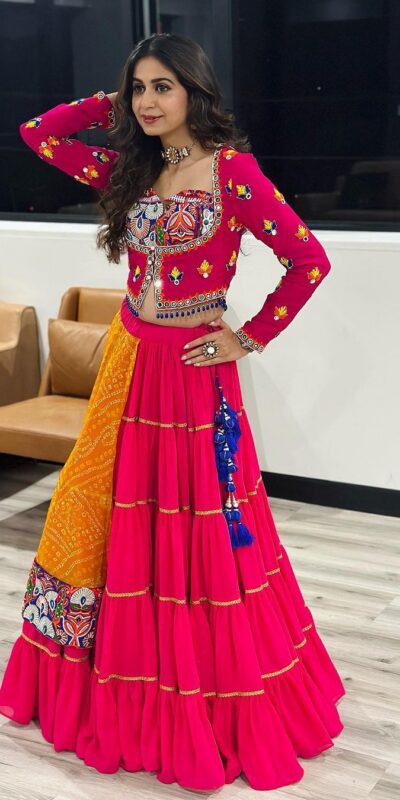Red Georgette Digital Print Lehenga Choli | Lehenga, Bollywood Lehenga, Creative Lehenga, Designer Lehenga, Embroidered Lehenga, Party Wear Lehenga