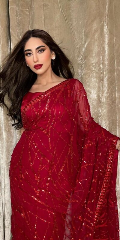 Red Georgette Embroidery Sequence Piping Saree | Sarees, Bollywood Sarees, Creative Sarees, Designer Sarees, Embroidered Sarees, Ethnic Saree, Modern Digital sarees, Party Wear Sarees