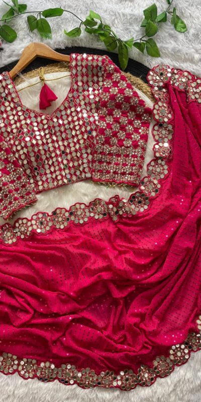 Red Georgette Sequence Work Saree | Sarees, Bollywood Sarees, Creative Sarees, Designer Sarees, Embroidered Sarees, Ethnic Saree, Modern Digital sarees, Party Wear Sarees