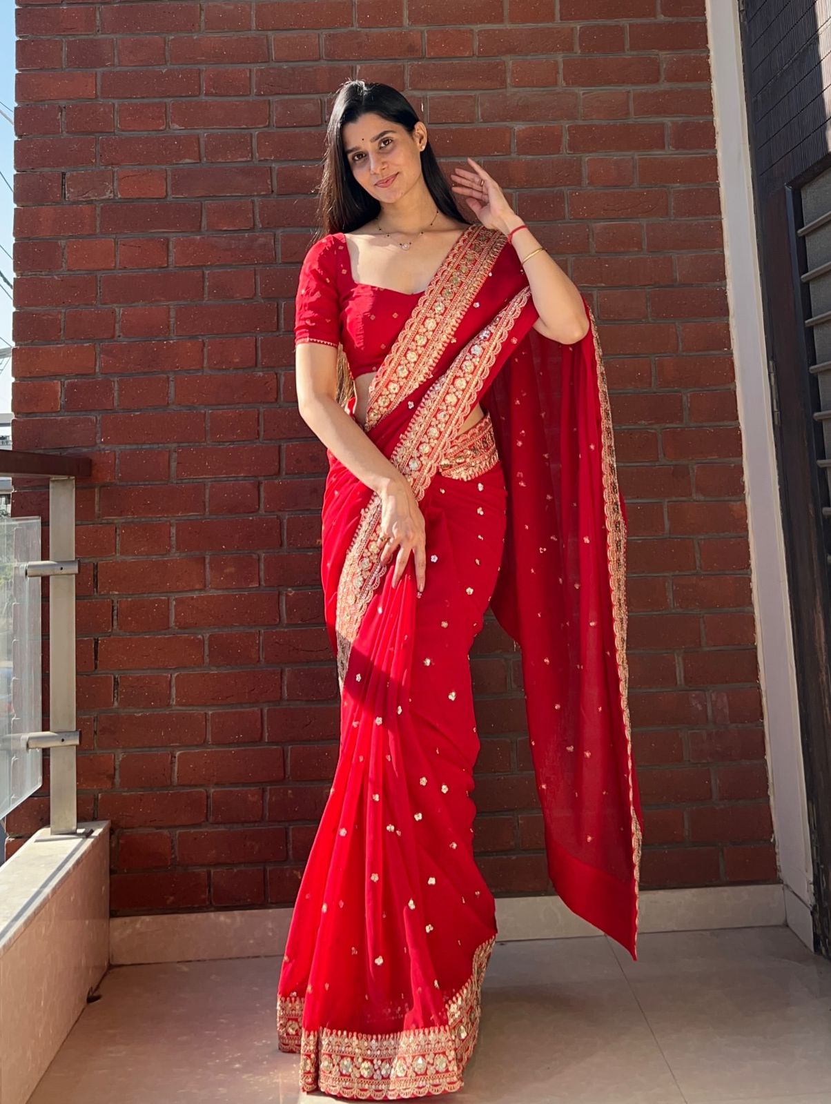 Red Georgette Sequins Embroidery Work Saree | Sarees, Bollywood Sarees, Creative Sarees, Designer Sarees, Embroidered Sarees, Ethnic Saree, Modern Digital sarees, Party Wear Sarees