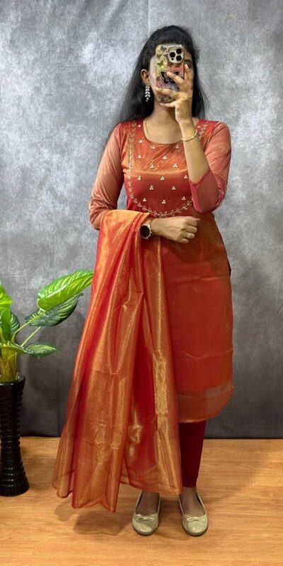 Red Heavy Twill Golden Shining Fabric Kurti | Kurti, Bollywood Kurti, Creative Kurtis, Designer Kurti, Party Wear Kurti, Selfie Kurti
