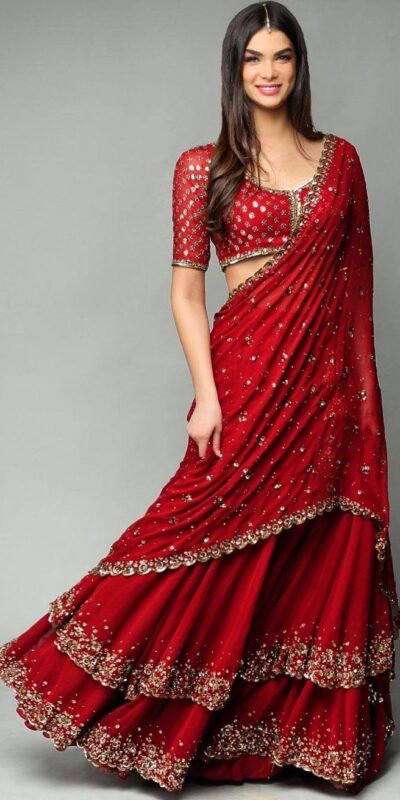 Red Sequins Work Lehenga Choli | Lehenga, Bollywood Lehenga, Creative Lehenga, Designer Lehenga, Embroidered Lehenga, Party Wear Lehenga