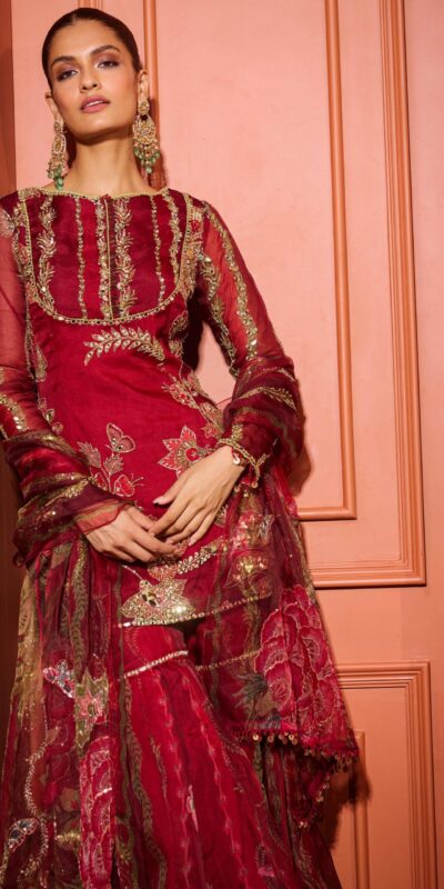 Red Soft Organza Embroidery Mirror Work Salwar Suit | Jump Suits, Salwar suit, Casual Suits, Creative suits, Designer Suits, Palazzo Suits, Party Wear Suits, Patiala Suits, Straight Suits