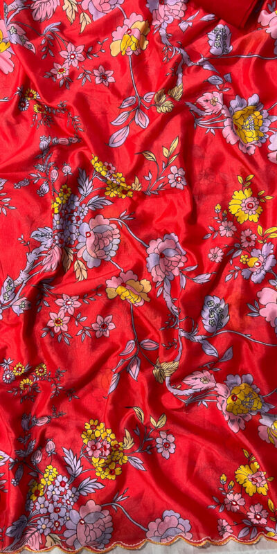 Red Vichitra Silk Digital Prints Mirror Sequence Work Saree | Sarees, Bollywood Sarees, Creative Sarees, Designer Sarees, Embroidered Sarees, Ethnic Saree, Modern Digital sarees, Party Wear Sarees