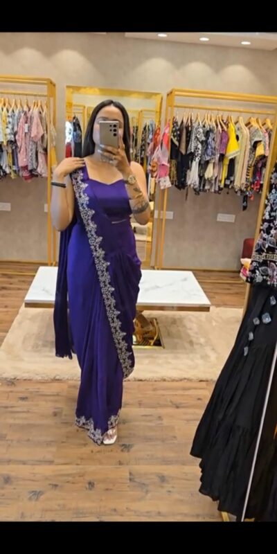 Royal Blue Chinon Embroidery Work Koti And Saree | Sarees, Bollywood Sarees, Creative Sarees, Designer Sarees, Embroidered Sarees, Ethnic Saree, Modern Digital sarees, Party Wear Sarees