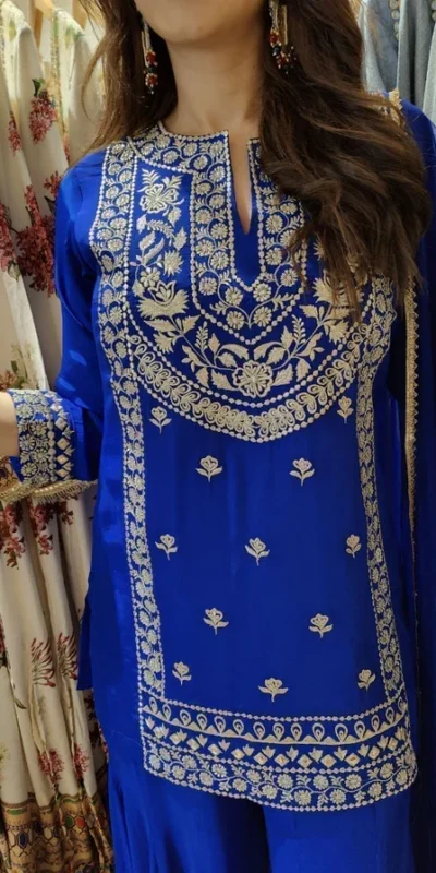 Royal Blue Faux Georgette Intricate Thread Work Salwar Suit | Jump Suits, Salwar suit, Casual Suits, Creative suits, Designer Suits, Palazzo Suits, Party Wear Suits, Patiala Suits, Straight Suits