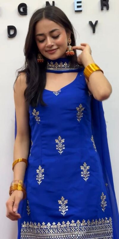 Royal Blue Faux Georgette Sequence Lace Work Salwar Suit | Jump Suits, Tops & Bottoms, Track Suits, Salwar suit, Casual Suits, Creative suits, Designer Suits, Palazzo Suits, Party Wear Suits, Patiala Suits, Straight Suits, Trendy Wear