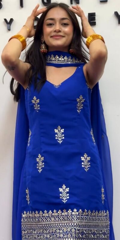 Royal Blue Faux Georgette Sequence Lace Work Salwar Suit | Jump Suits, Tops & Bottoms, Track Suits, Salwar suit, Casual Suits, Creative suits, Designer Suits, Palazzo Suits, Party Wear Suits, Patiala Suits, Straight Suits, Trendy Wear
