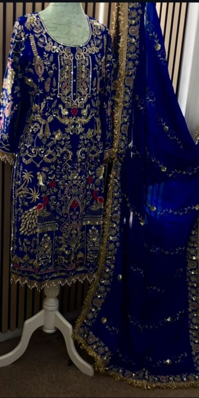 Royal Blue Natural Crep Embroidery Work Salwar Suit | Jump Suits, Salwar suit, Casual Suits, Creative suits, Designer Suits, Palazzo Suits, Party Wear Suits, Patiala Suits, Straight Suits
