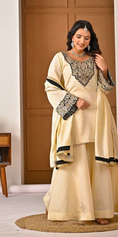 Shiny Cream Roman Silk Diamond Work Salwar Suit | Jump Suits, Salwar suit, Casual Suits, Creative suits, Designer Suits, Palazzo Suits, Party Wear Suits, Patiala Suits, Straight Suits