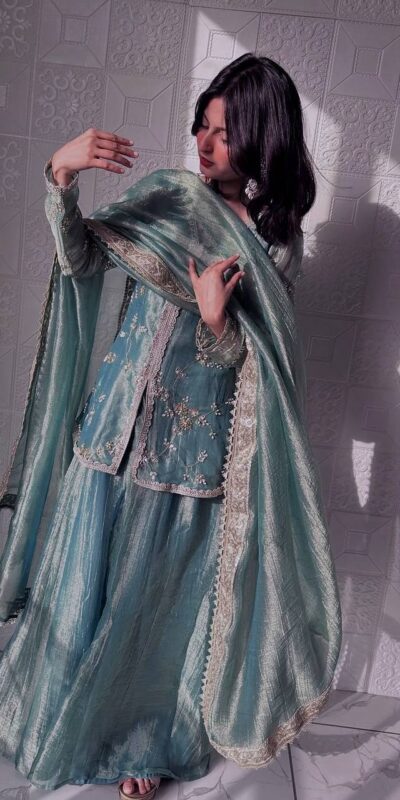 Sky Blue Fandy Silk Sequins Work Salwar Suit | Jump Suits, Tops & Bottoms, Track Suits, Salwar suit, Casual Suits, Creative suits, Designer Suits, Palazzo Suits, Party Wear Suits, Patiala Suits, Straight Suits, Trendy Wear