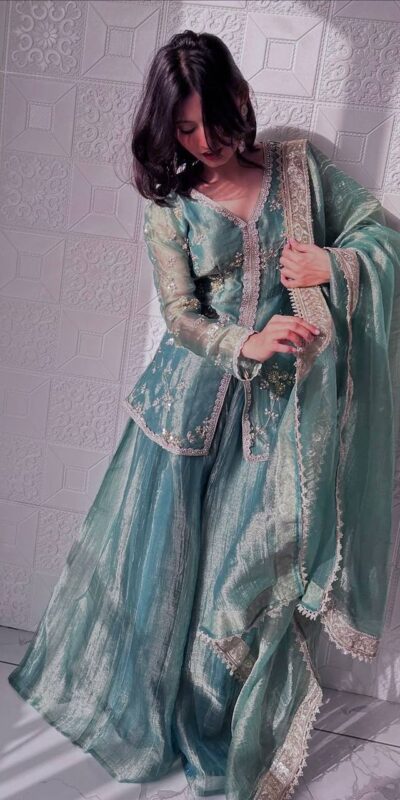 Sky Blue Fandy Silk Sequins Work Salwar Suit | Jump Suits, Tops & Bottoms, Track Suits, Salwar suit, Casual Suits, Creative suits, Designer Suits, Palazzo Suits, Party Wear Suits, Patiala Suits, Straight Suits, Trendy Wear