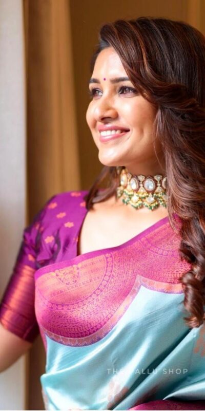 Sky Blue Lichi Silk Jacquard Work Saree | Sarees, Bollywood Sarees, Creative Sarees, Designer Sarees, Embroidered Sarees, Ethnic Saree, Modern Digital sarees, Party Wear Sarees