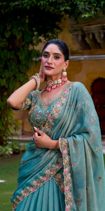 Sky Blue Shimmer Sequins Thread Work Lehenga Choli | Lehenga, Bollywood Lehenga, Creative Lehenga, Designer Lehenga, Embroidered Lehenga, Party Wear Lehenga