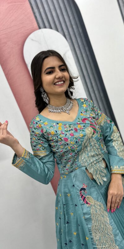 Sky Blue Vichitra Sequence Work Lehenga Choli | Lehenga, Bollywood Lehenga, Creative Lehenga, Designer Lehenga, Embroidered Lehenga, Party Wear Lehenga