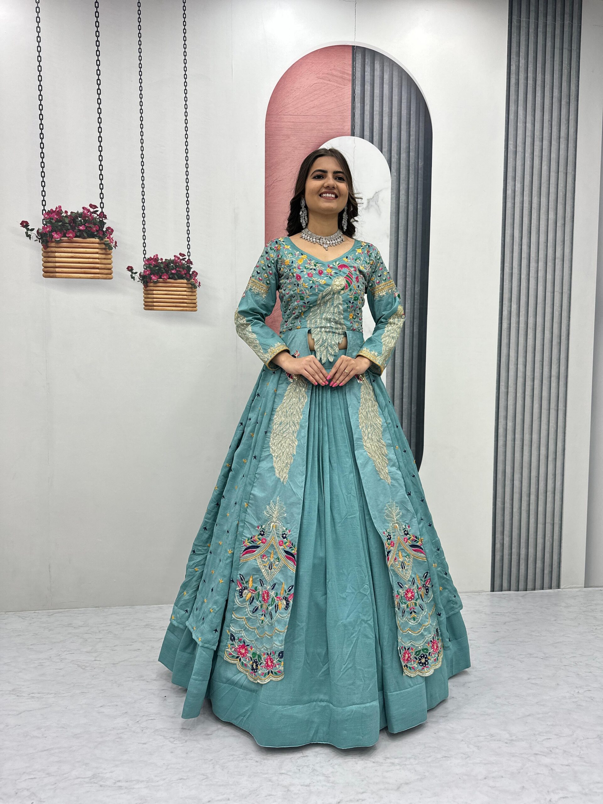 Sky Blue Vichitra Sequence Work Lehenga Choli | Lehenga, Bollywood Lehenga, Creative Lehenga, Designer Lehenga, Embroidered Lehenga, Party Wear Lehenga