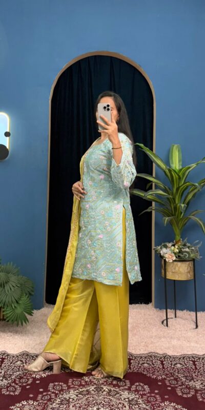 Sky Blue Zimmy Silk Sequence Work Salwar Suit | Jump Suits, Salwar suit, Casual Suits, Creative suits, Designer Suits, Palazzo Suits, Party Wear Suits, Patiala Suits, Straight Suits