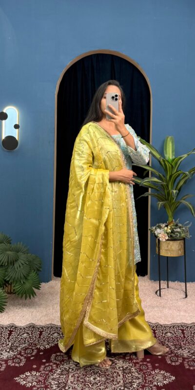 Sky Blue Zimmy Silk Sequence Work Salwar Suit | Jump Suits, Salwar suit, Casual Suits, Creative suits, Designer Suits, Palazzo Suits, Party Wear Suits, Patiala Suits, Straight Suits