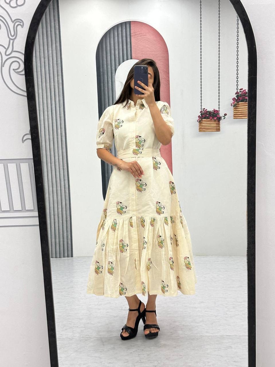Stunning Off White Pure Cotton Embroidery Work Gown | Gowns, Bollywood Gowns, Creative Gowns, Designer Gowns, Embroidered Gowns, Party Wear Gowns