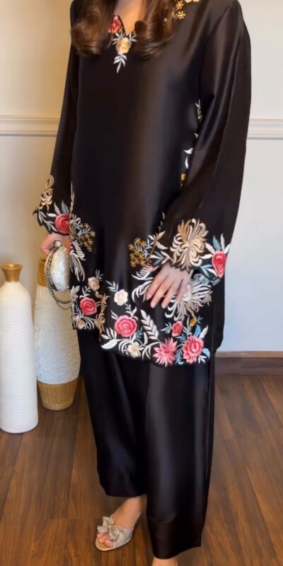 KD 1618 Black Rayon Satin Salwar Suit with Thread Embroidery. Affordable Price ₹1999. Delivery 4-6 Working Days. Shop now. | Jump Suits, Salwar suit, Casual Suits, Creative suits, Designer Suits, Palazzo Suits, Party Wear Suits, Patiala Suits, Straight Suits