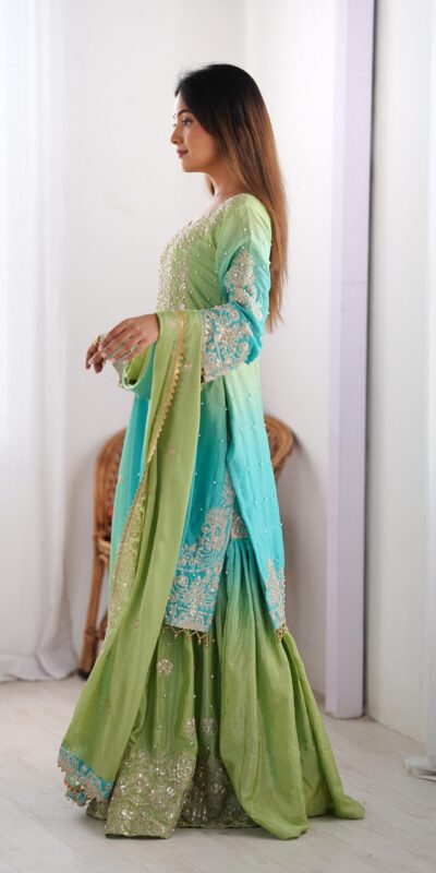 KD 1498 Green Color Chinon Silk Designer Work Salwar Suit in Get it for ₹2499. Delivery 4-6 Working Days. Online Shop now. | Jump Suits, Salwar suit, Casual Suits, Creative suits, Designer Suits, Palazzo Suits, Party Wear Suits, Patiala Suits, Straight Suits