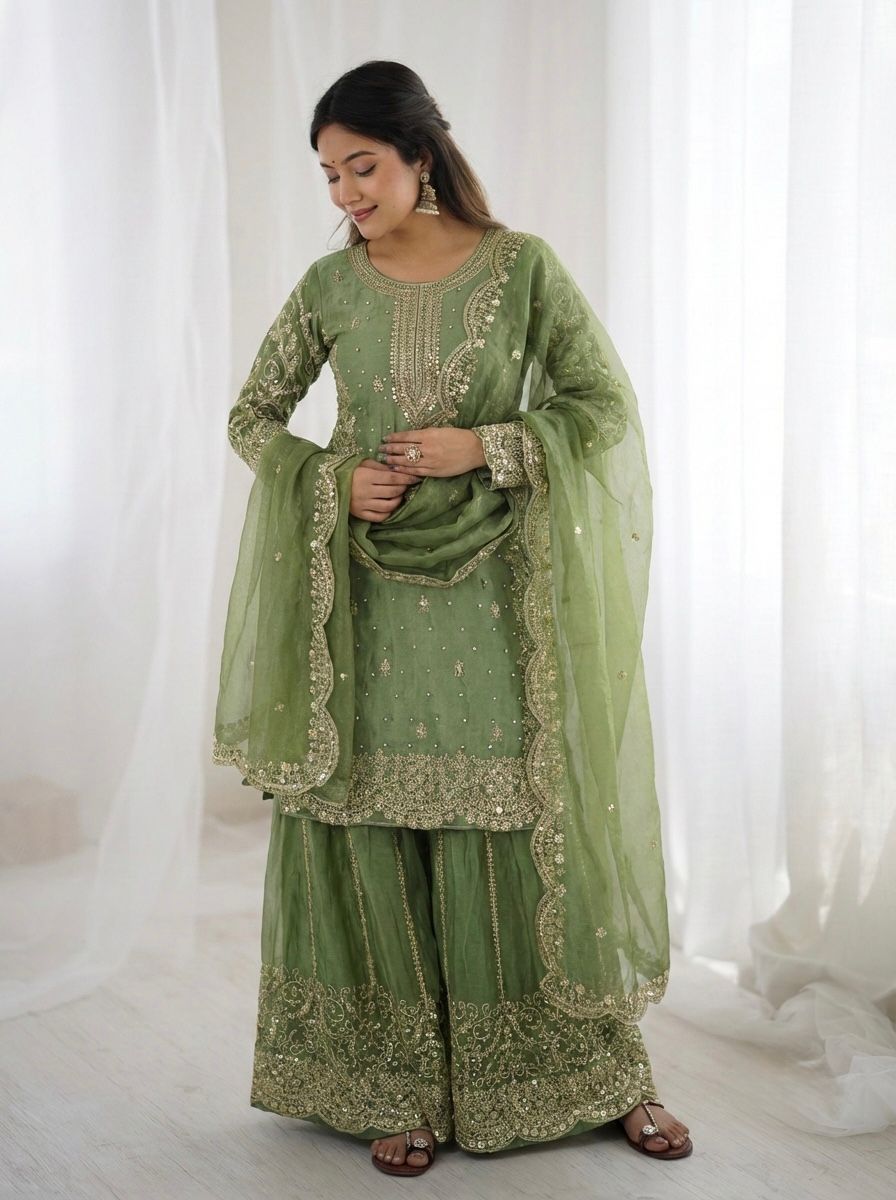 ZSR 3167 Green Fendy Silk Salwar Suitwith Embroidery Work & Lace Work. Now at just ₹2149. Delivery 4-6 Working Days. Shop now. | Jump Suits, Salwar suit, Casual Suits, Creative suits, Designer Suits, Palazzo Suits, Party Wear Suits, Patiala Suits, Straight Suits