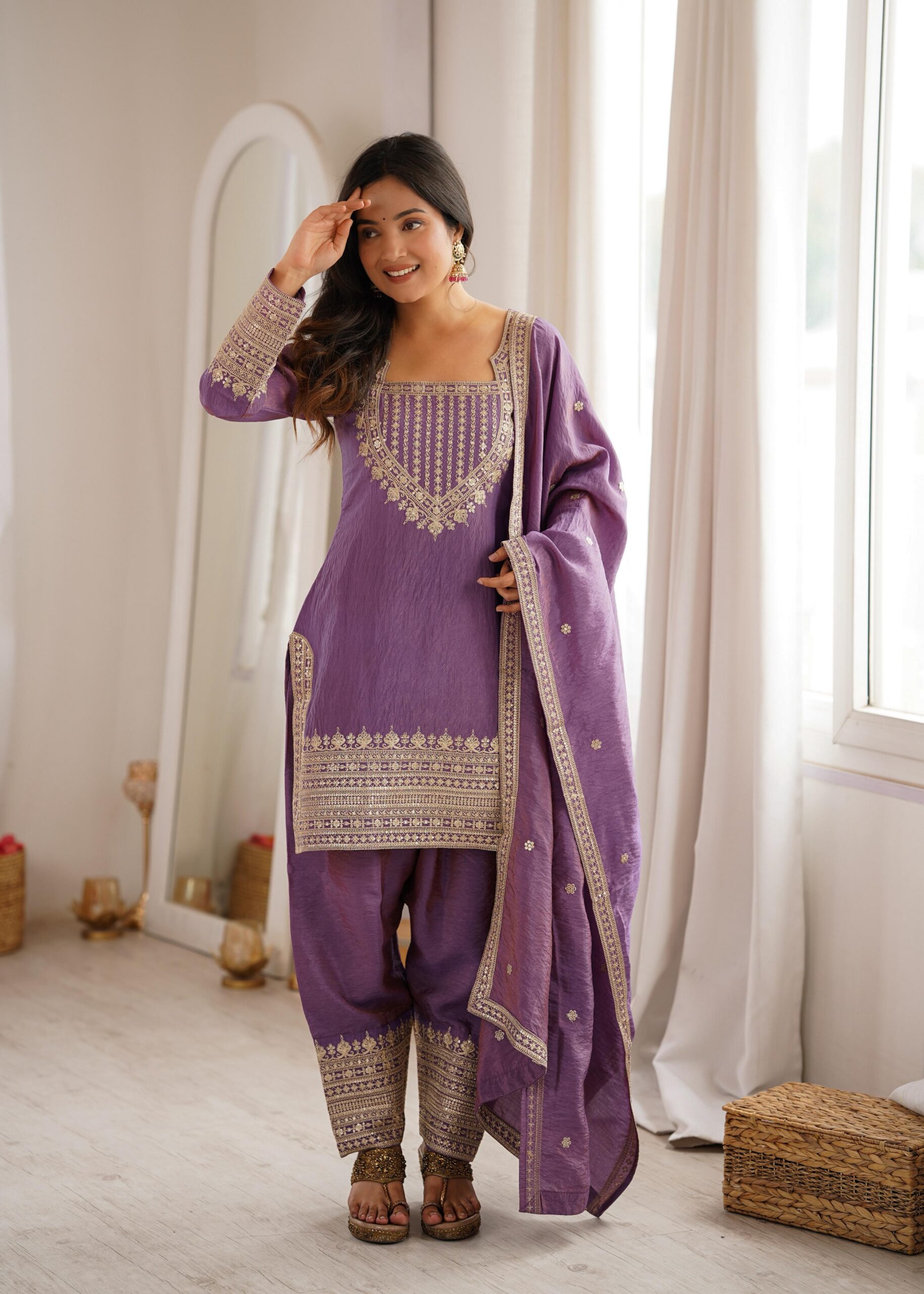 KB 303 Onion Vichitra Silk Salwar Suit with Embroidery Work. Wedding, Party, Festive, Events, Grab it for ₹2049. Delivery 4-6 Working Days. Shop now. | Jump Suits, Salwar suit, Casual Suits, Creative suits, Designer Suits, Palazzo Suits, Party Wear Suits, Patiala Suits, Straight Suits
