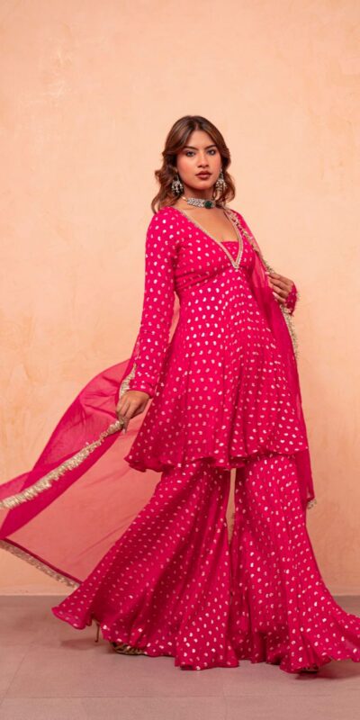 ZSR 3173 Pink Chanderi Jacquard Butti Salwar Suit with Mirror Work & Lace Work. Festive Deal ₹2049. Delivery 4-6 Working Days. Shop now. | Jump Suits, Salwar suit, Casual Suits, Creative suits, Designer Suits, Palazzo Suits, Party Wear Suits, Patiala Suits, Straight Suits
