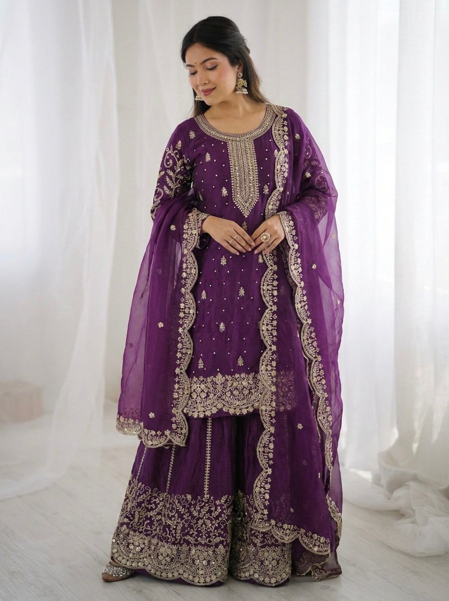 ZSR 3167 Purple Fendy Silk Salwar Suitwith Embroidery Work & Lace Work. Now at just ₹2149. Delivery 4-6 Working Days. Shop now. | Jump Suits, Salwar suit, Casual Suits, Creative suits, Designer Suits, Palazzo Suits, Party Wear Suits, Patiala Suits, Straight Suits