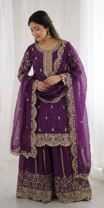 ZSR 3167 Purple Fendy Silk Salwar Suitwith Embroidery Work & Lace Work. Now at just ₹2149. Delivery 4-6 Working Days. Shop now. | Jump Suits, Salwar suit, Casual Suits, Creative suits, Designer Suits, Palazzo Suits, Party Wear Suits, Patiala Suits, Straight Suits