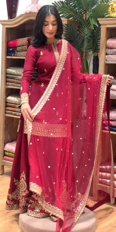 Super Red Natural Crap Embroider Work Salwar Suit | Jump Suits, Salwar suit, Casual Suits, Creative suits, Designer Suits, Palazzo Suits, Party Wear Suits, Patiala Suits, Straight Suits