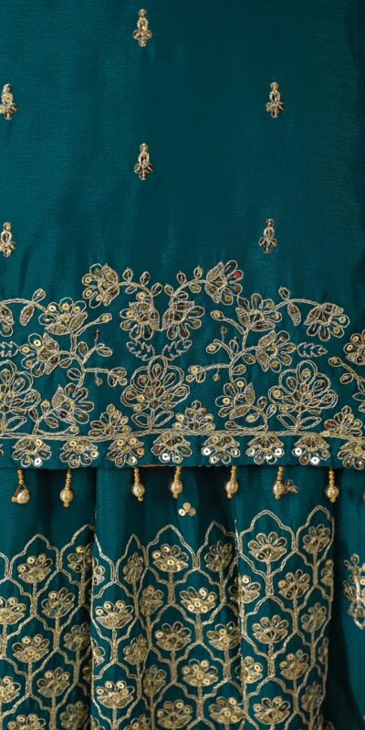 Teal Chinon Silk Embroidery Zari Work Lehenga Choli | Lehenga, Bollywood Lehenga, Creative Lehenga, Designer Lehenga, Embroidered Lehenga, Party Wear Lehenga