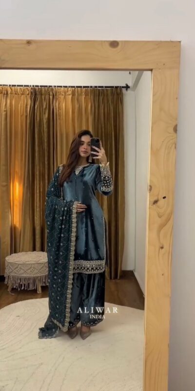 Teal Georgette Sequence Work Salwar Suit | Jump Suits, Tops & Bottoms, Track Suits, Salwar suit, Casual Suits, Creative suits, Designer Suits, Palazzo Suits, Party Wear Suits, Patiala Suits, Straight Suits, Trendy Wear