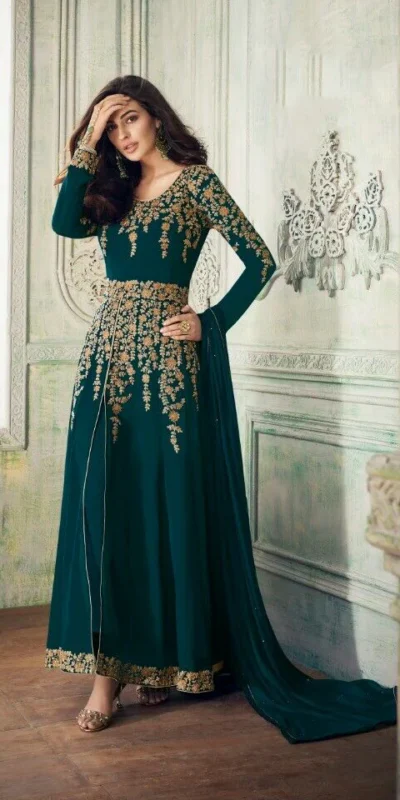Teal Georgette With Coding Embroidery Work Salwar Suit | Jump Suits, Salwar suit, Casual Suits, Creative suits, Designer Suits, Palazzo Suits, Party Wear Suits, Patiala Suits, Straight Suits